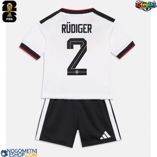 Otroški Nogometni dresi Nemčija Antonio Rudiger #2 Domači SP 2026 Kratek Rokav (+ Kratke hlače)